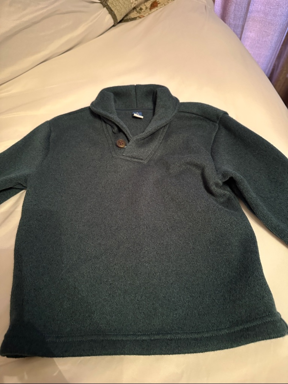 Boys Dark Teal Shawl Collar Pullover Sweater